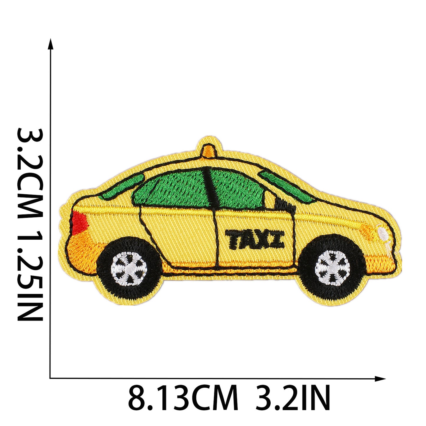 Iron-On Cute Cartoon Sanitation Truck, Ambulance, Taxi & Police Car Embroidery Patch for Kids’ Clothing