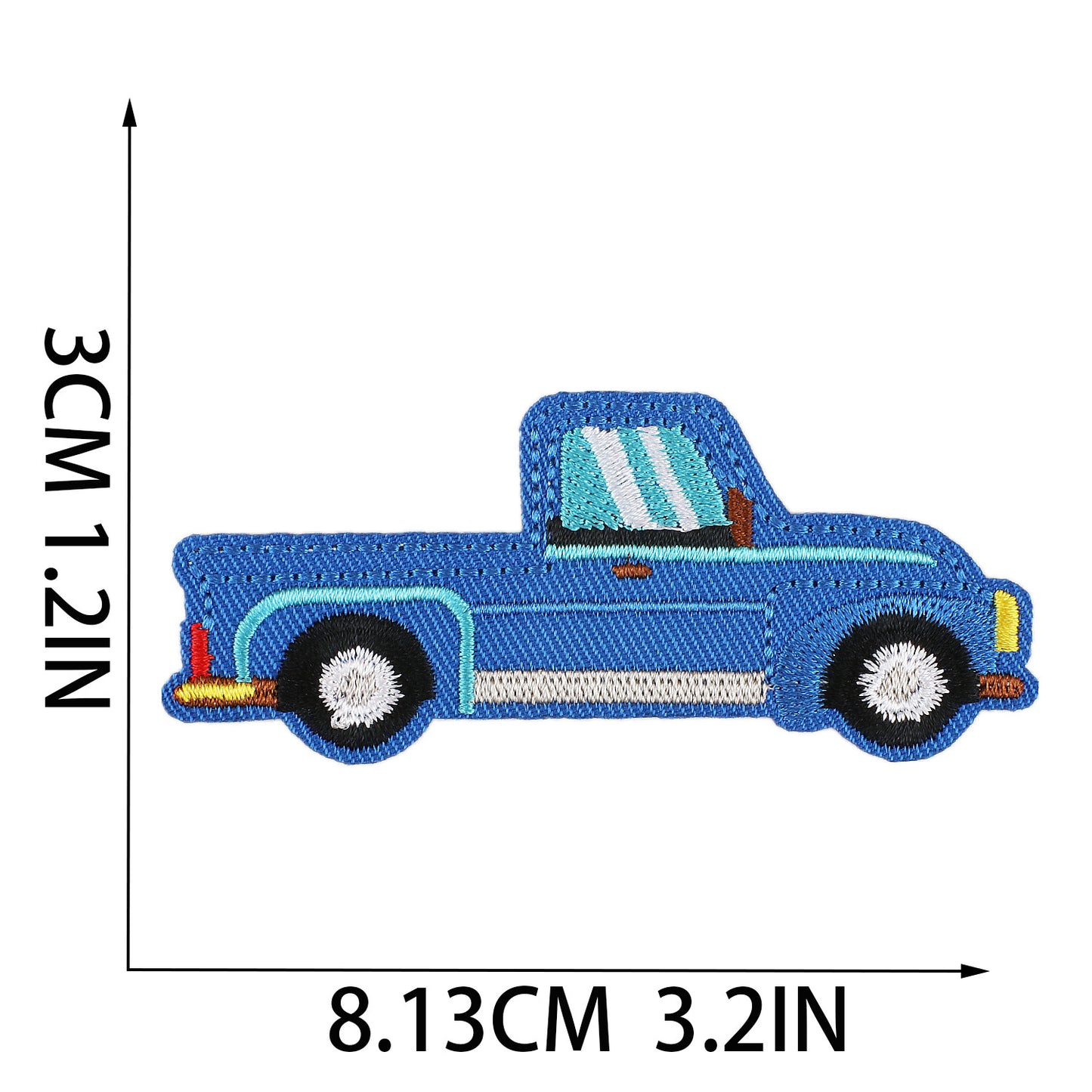 Iron-On Cute Cartoon Sanitation Truck, Ambulance, Taxi & Police Car Embroidery Patch for Kids’ Clothing