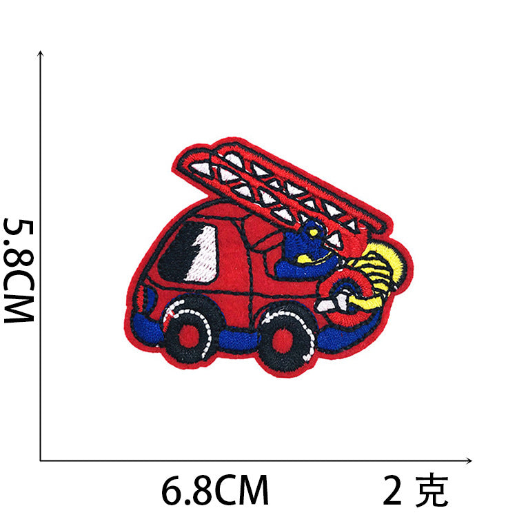 Iron-On Cute Cartoon Big Truck & Excavator Embroidery Patch for Kids’ Clothing