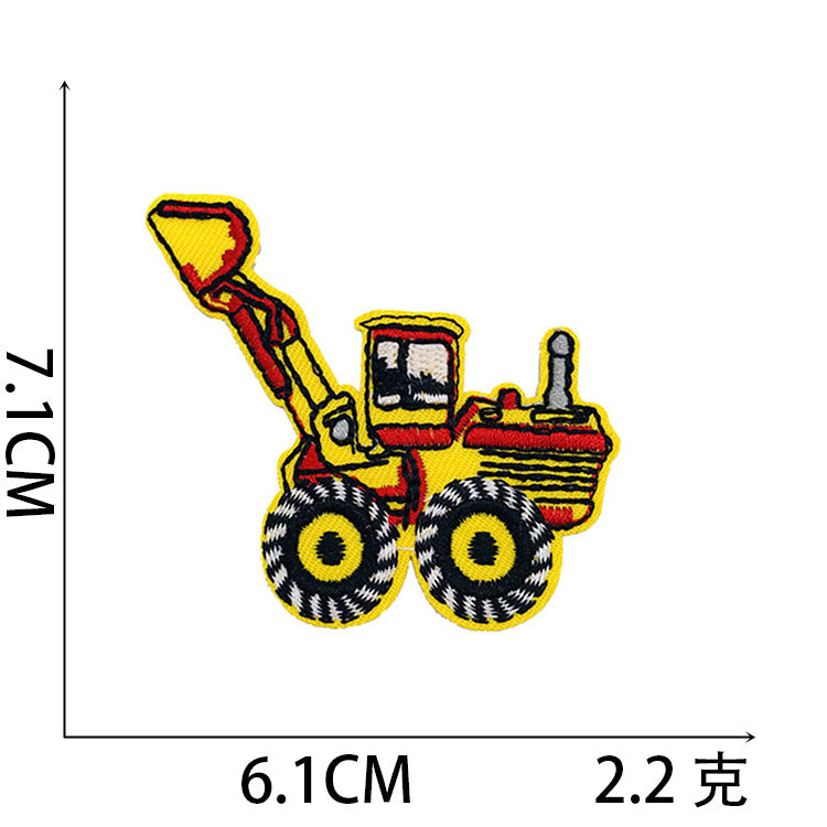 Iron-On Cute Cartoon Big Truck & Excavator Embroidery Patch for Kids’ Clothing
