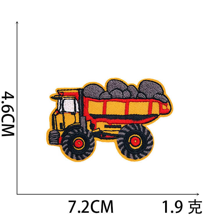 Iron-On Cute Cartoon Big Truck & Excavator Embroidery Patch for Kids’ Clothing