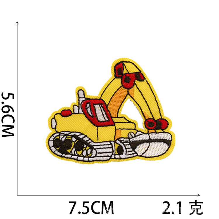 Iron-On Cute Cartoon Dinosaurs, Cars & Excavators Embroidery Patch for Kids’ Clothing