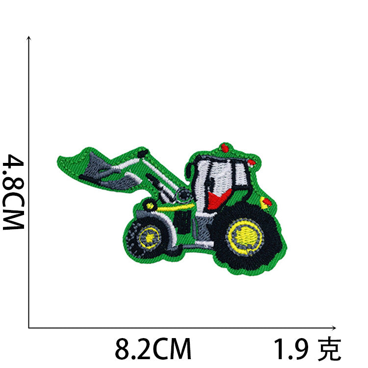Iron-On Cute Cartoon Construction Vehicles & Excavator Embroidery Patch for Kids’ Clothing