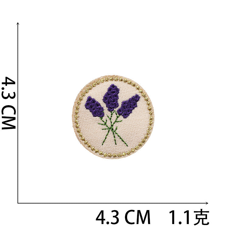 Iron-On Cute Gold-Thread Rose Basket Embroidery Patch