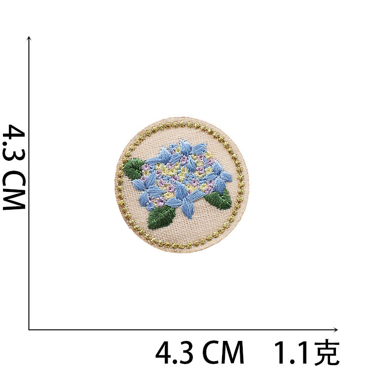 Iron-On Cute Gold-Thread Rose Basket Embroidery Patch