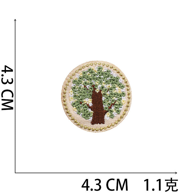 Iron-On Cute Gold-Thread Rose Basket Embroidery Patch