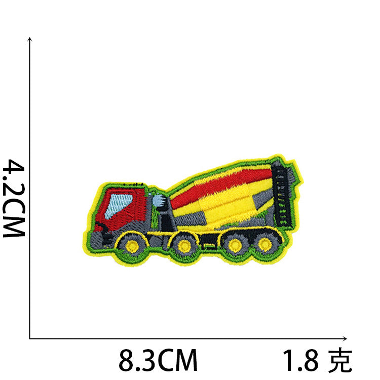 Iron-On Cute Cartoon Construction Vehicles & Excavator Embroidery Patch for Kids’ Clothing