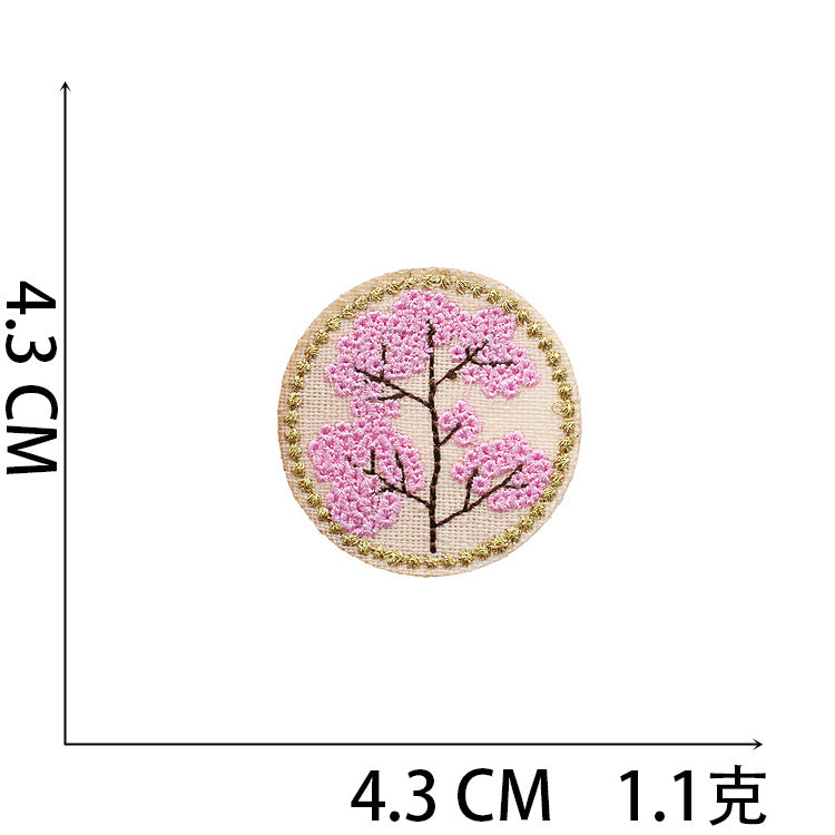 Iron-On Cute Gold-Thread Rose Basket Embroidery Patch