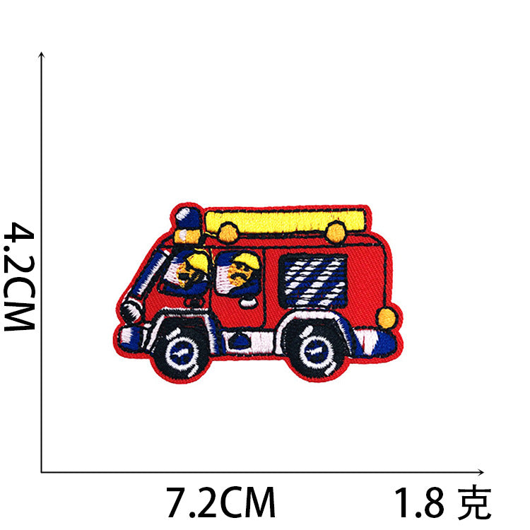 Iron-On Cute Cartoon Construction Vehicles & Excavator Embroidery Patch for Kids’ Clothing