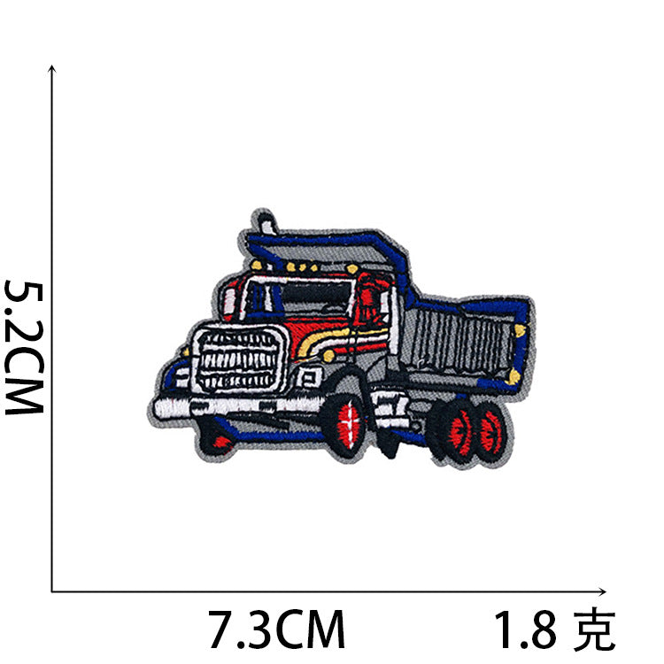 Iron-On Cute Cartoon Construction Vehicles & Excavator Embroidery Patch for Kids’ Clothing