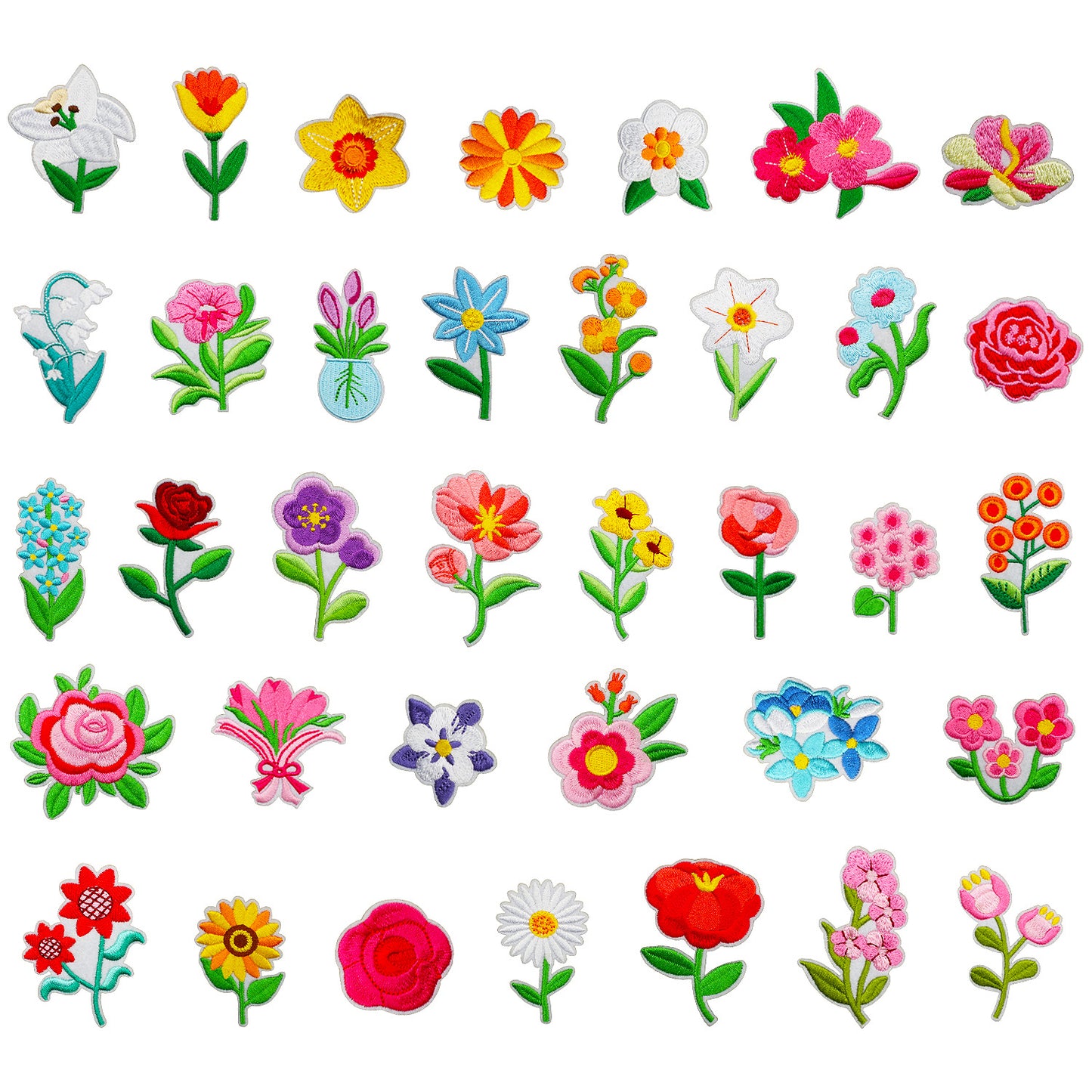 Iron-On Cute Exquisite Peony & Tulip Flower Embroidery Patch