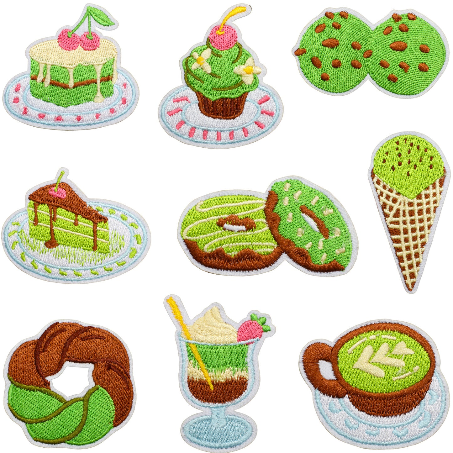 Iron-on Cute Matcha Tiramisu Dessert Embroidered Patch