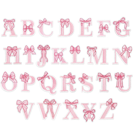 Cute Bow Embroidered Letter Patches A-Z | Iron-On Alphabet