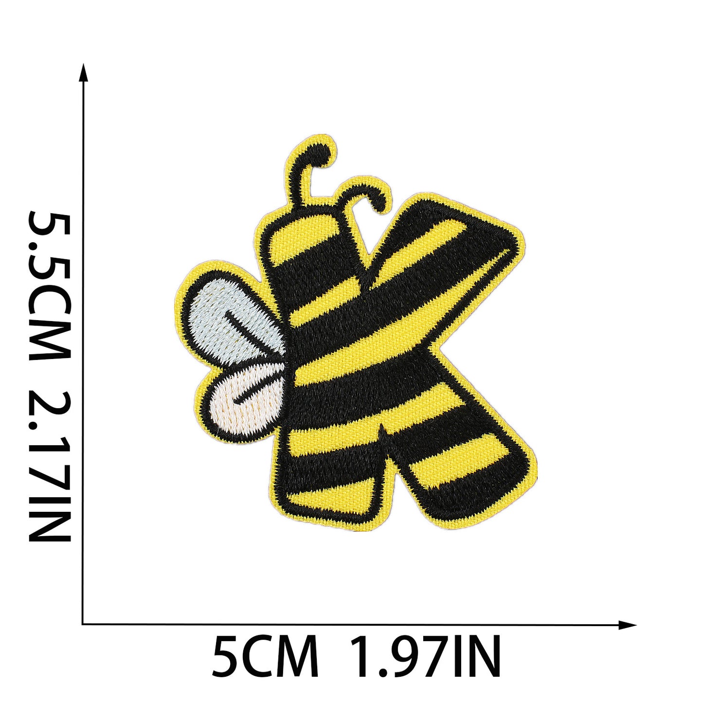 Cute Bee  Embroidered Letter Patches A-Z | Iron-On Alphabet