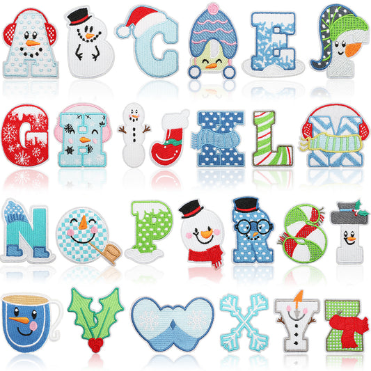Winter Embroidered Letter Patches A-Z | Iron-On Alphabet