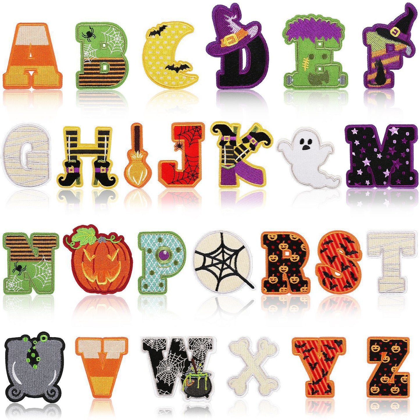 Halloween Embroidered Letter Patches A-Z | Iron-On Alphabet