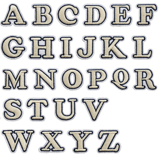 Beige Mini Embroidered Letter Patches A-Z | Iron-On Alphabet