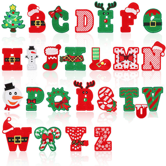 Christmas Embroidered Letter Patches A-Z | Iron-On Alphabet