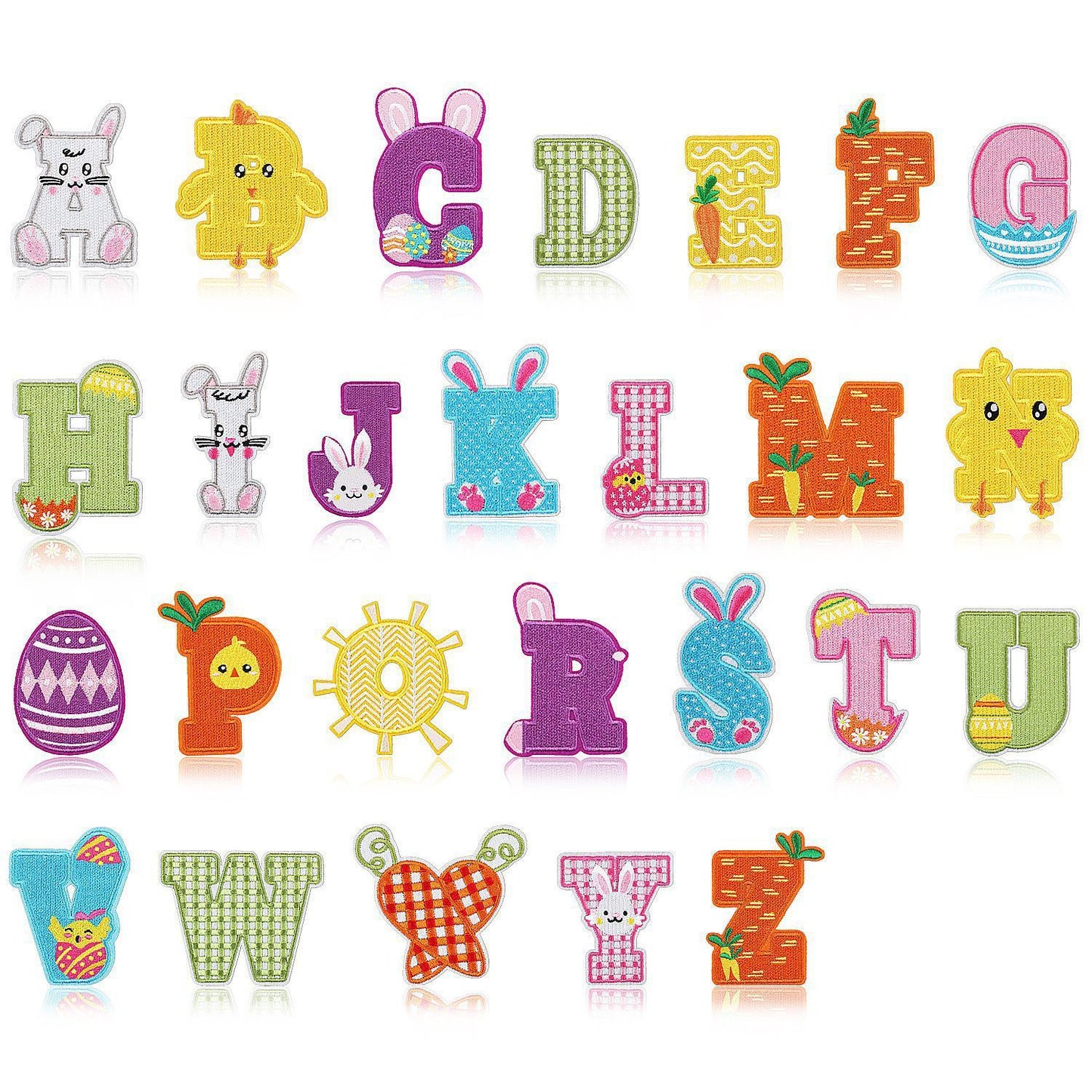 Easter Embroidered Letter Patches A-Z | Iron-On Festive Alphabet