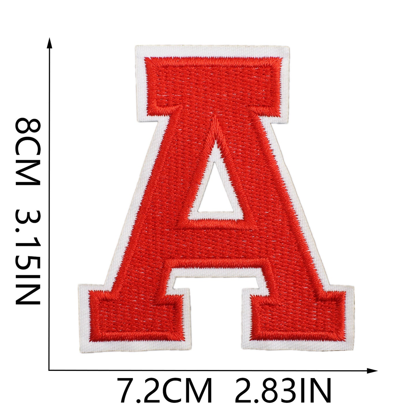 Large Iron-On Embroidered Letter Patch – 8cm Tall, White Base Red Letter
