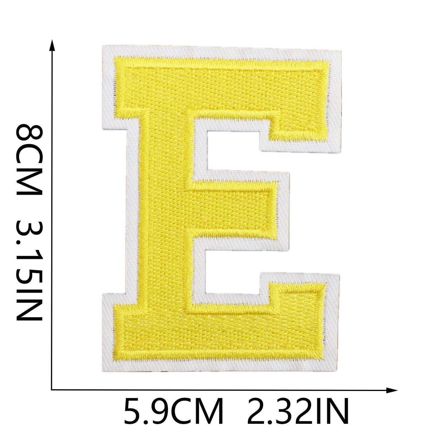 Large Iron-On Embroidered Letter Patch – 8cm Tall, White Base Yellow Letter