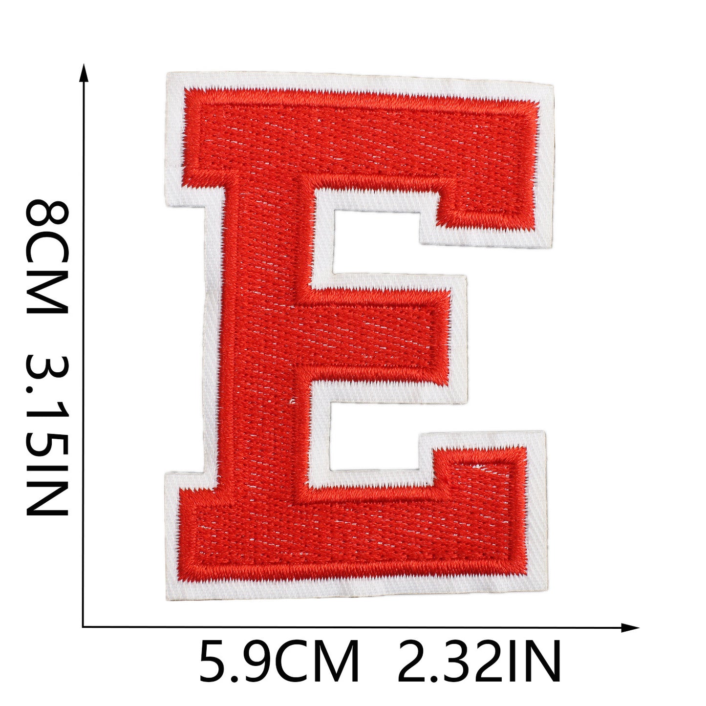 Large Iron-On Embroidered Letter Patch – 8cm Tall, White Base Red Letter