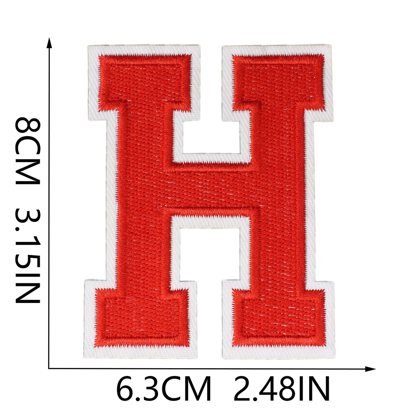 Large Iron-On Embroidered Letter Patch – 8cm Tall, White Base Red Letter