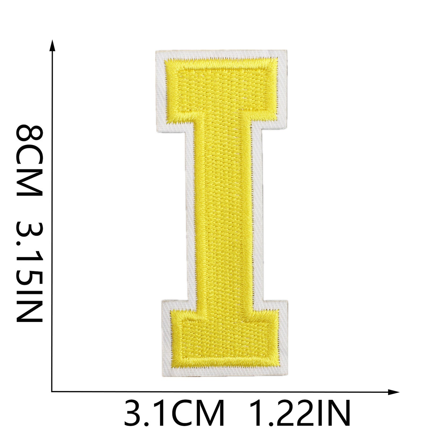 Large Iron-On Embroidered Letter Patch – 8cm Tall, White Base Yellow Letter