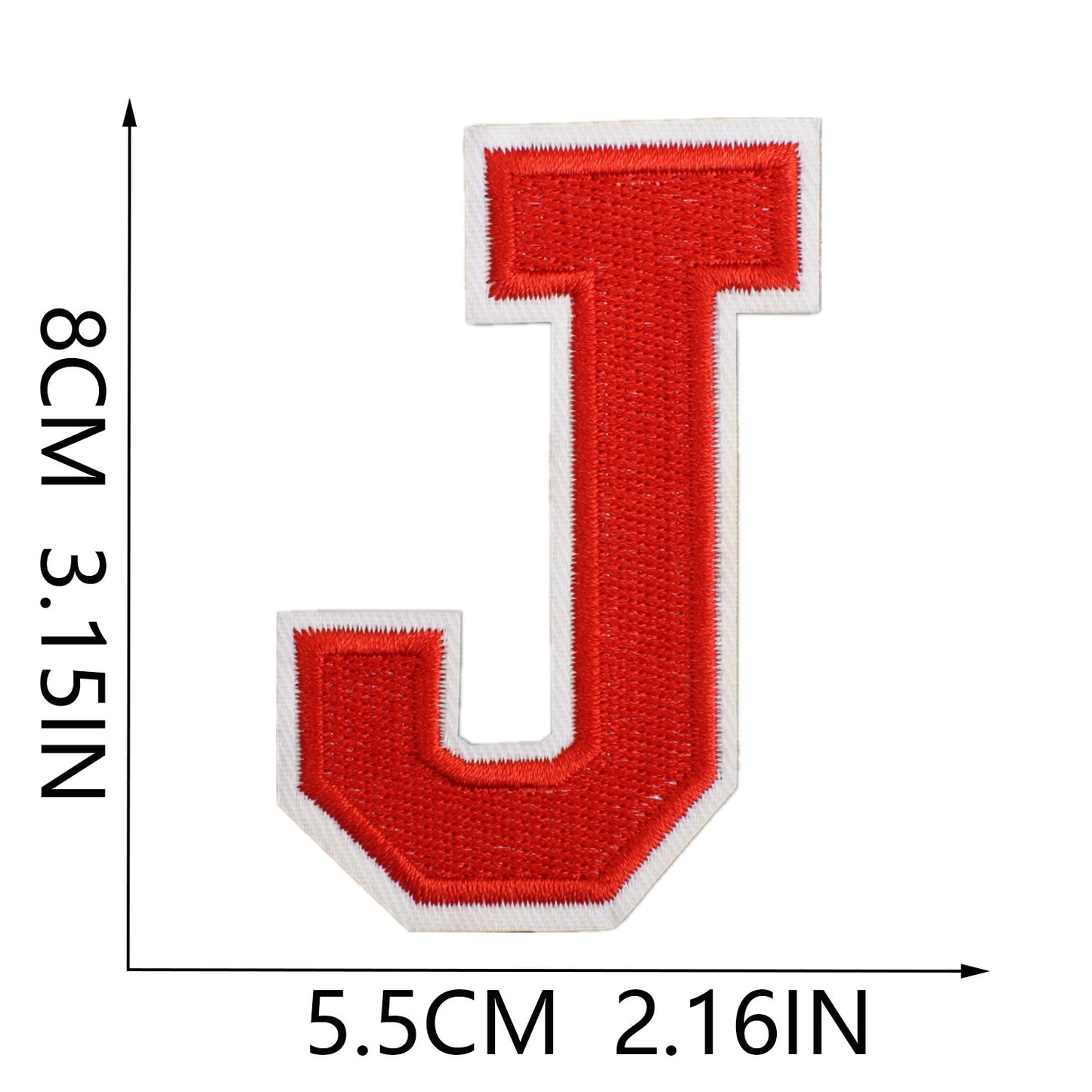 Large Iron-On Embroidered Letter Patch – 8cm Tall, White Base Red Letter