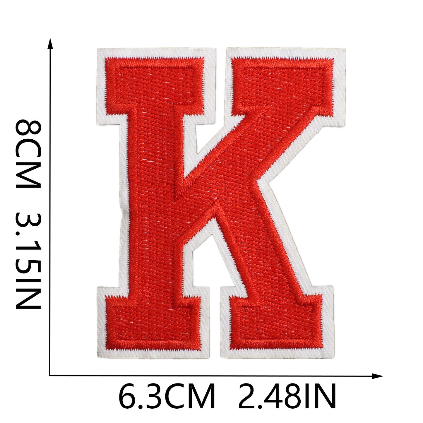 Large Iron-On Embroidered Letter Patch – 8cm Tall, White Base Red Letter
