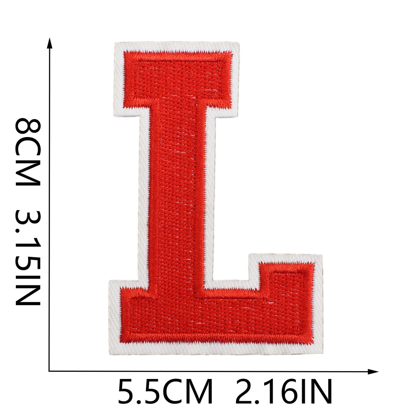Large Iron-On Embroidered Letter Patch – 8cm Tall, White Base Red Letter