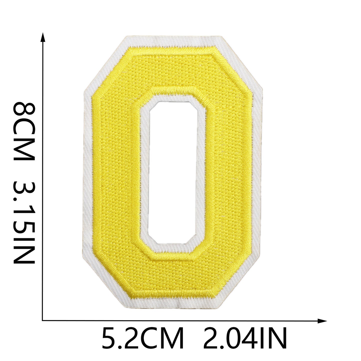 Large Iron-On Embroidered Letter Patch – 8cm Tall, White Base Yellow Letter