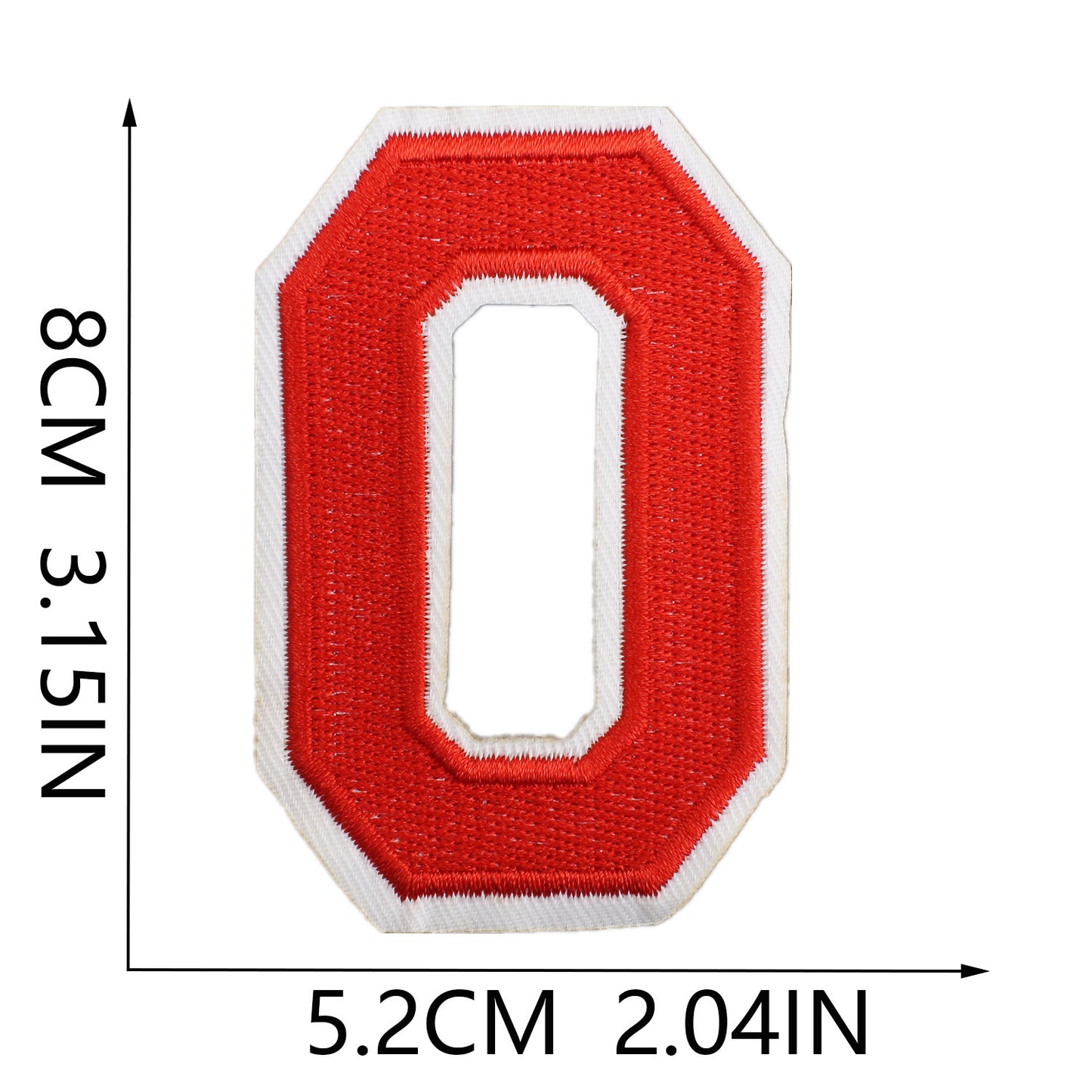 Large Iron-On Embroidered Letter Patch – 8cm Tall, White Base Red Letter