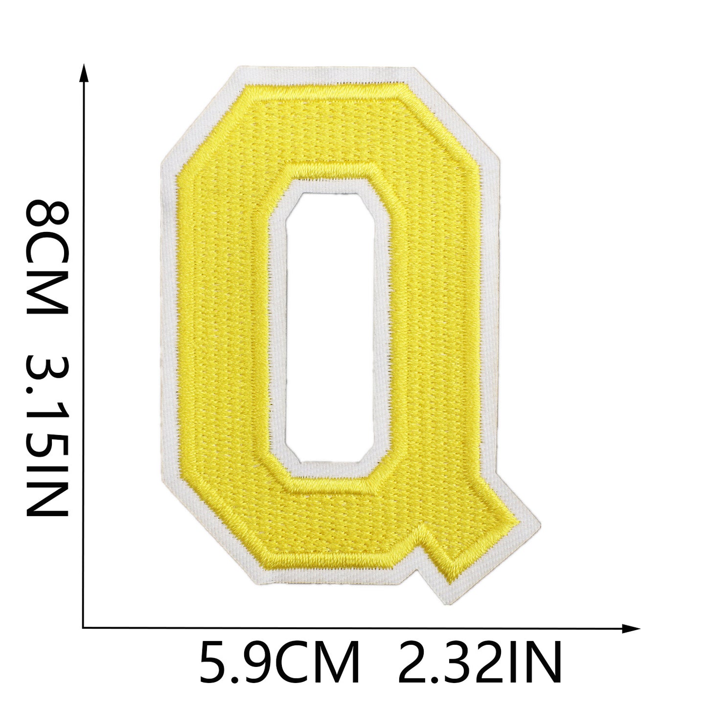 Large Iron-On Embroidered Letter Patch – 8cm Tall, White Base Yellow Letter
