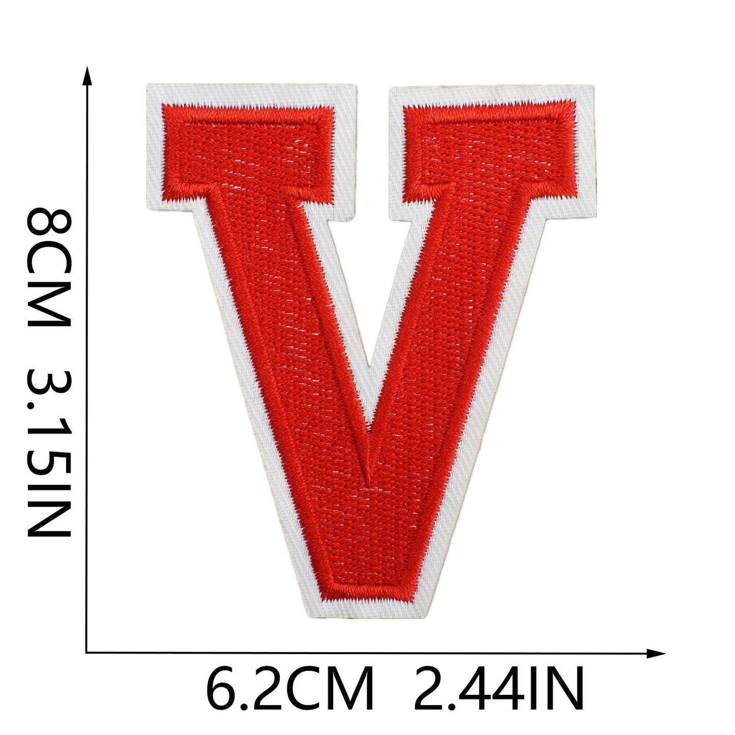 Large Iron-On Embroidered Letter Patch – 8cm Tall, White Base Red Letter