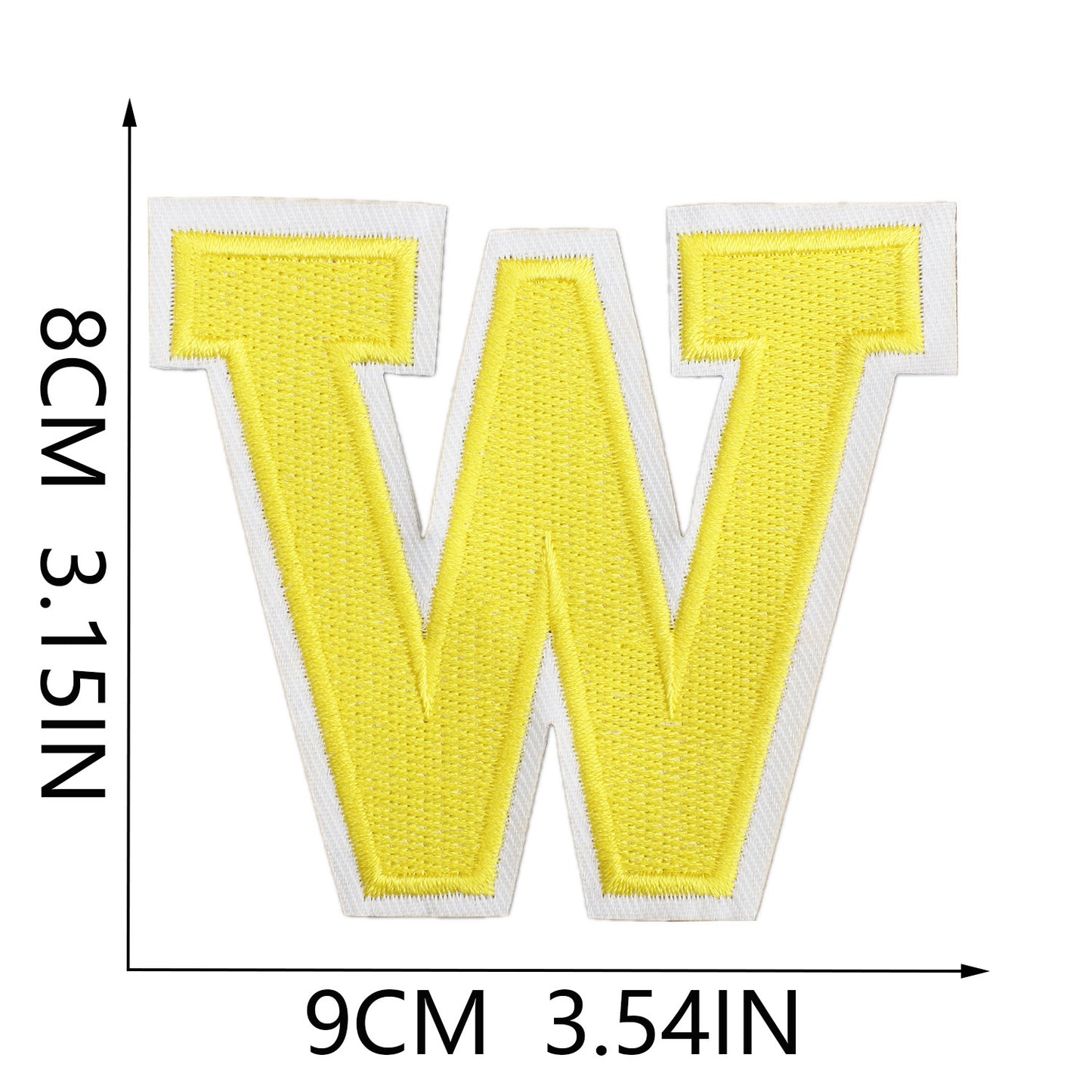 Large Iron-On Embroidered Letter Patch – 8cm Tall, White Base Yellow Letter