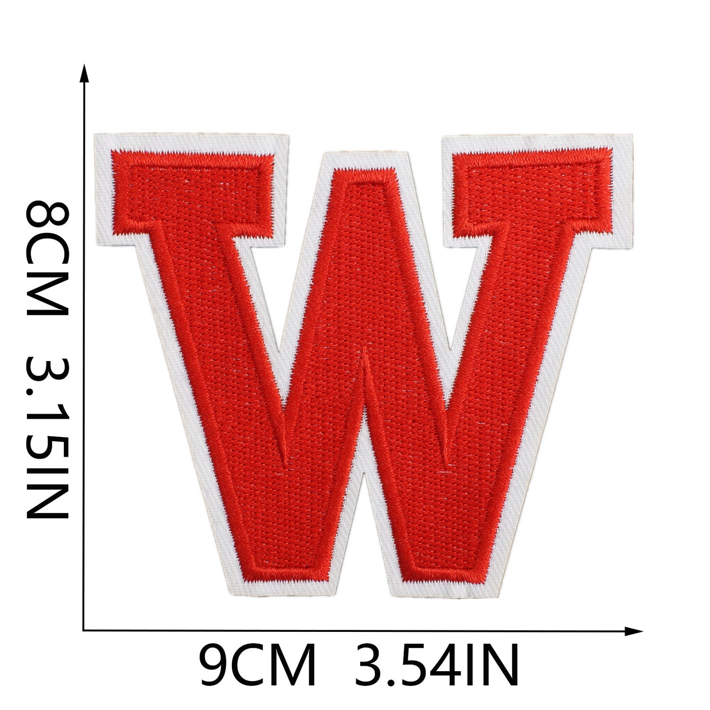 Large Iron-On Embroidered Letter Patch – 8cm Tall, White Base Red Letter