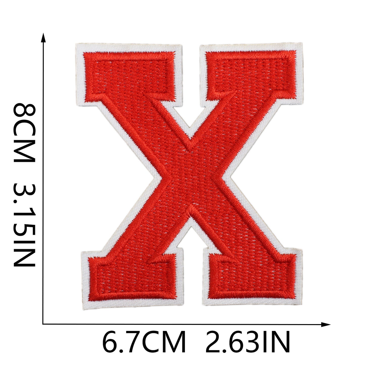 Large Iron-On Embroidered Letter Patch – 8cm Tall, White Base Red Letter