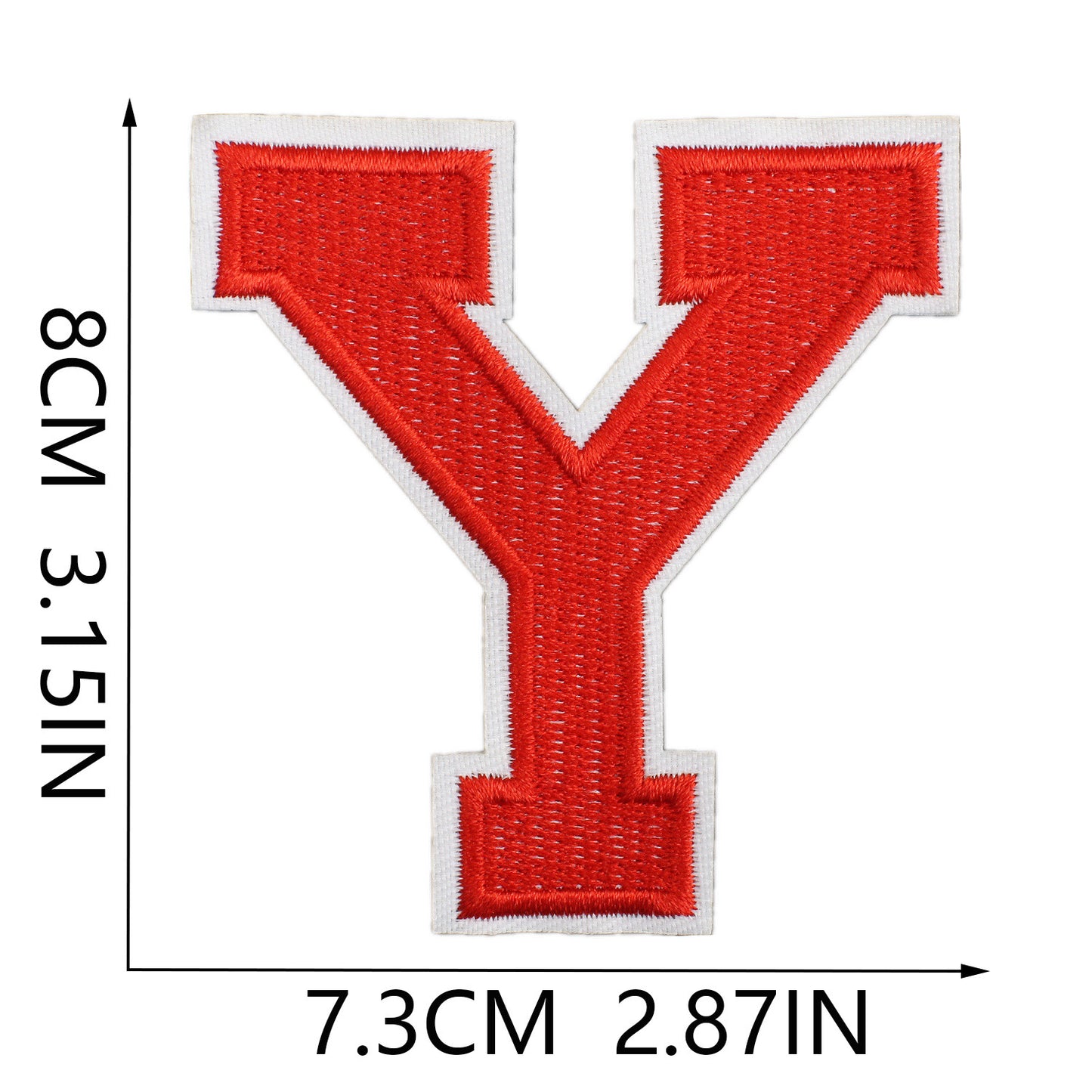 Large Iron-On Embroidered Letter Patch – 8cm Tall, White Base Red Letter