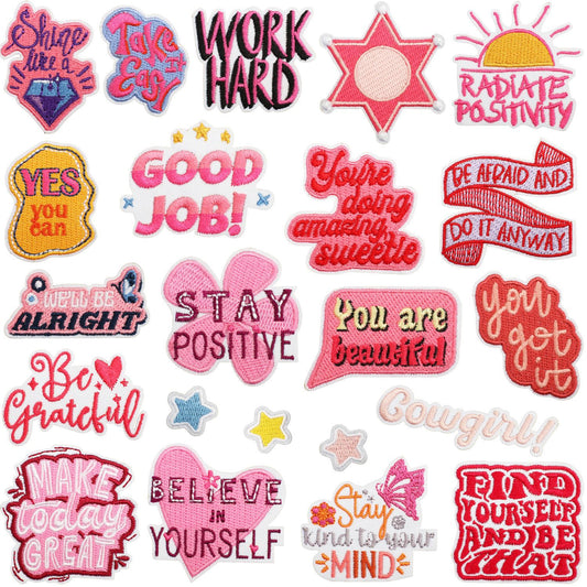 Iron-On Celebrity Inspirational Quotes Embroidery Patch Bundle Patches with Meme Quotes Witty Designs