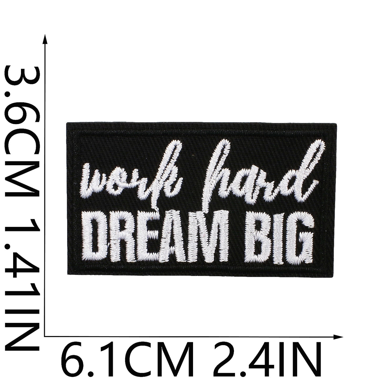 Iron-On Never Give Up Inspirational Quote Embroidery Patch Black English Letters Computer Embroidered Badge Clothing Decoration