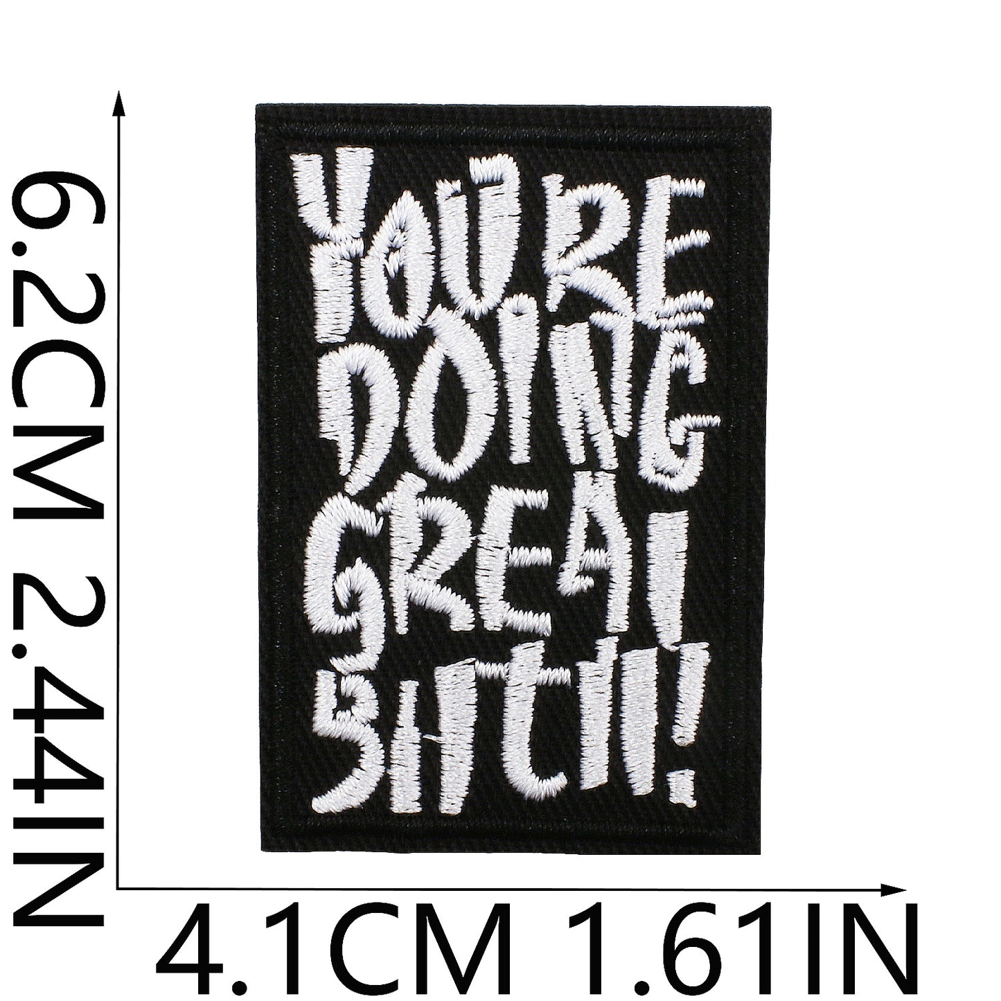 Iron-On Never Give Up Inspirational Quote Embroidery Patch Black English Letters Computer Embroidered Badge Clothing Decoration