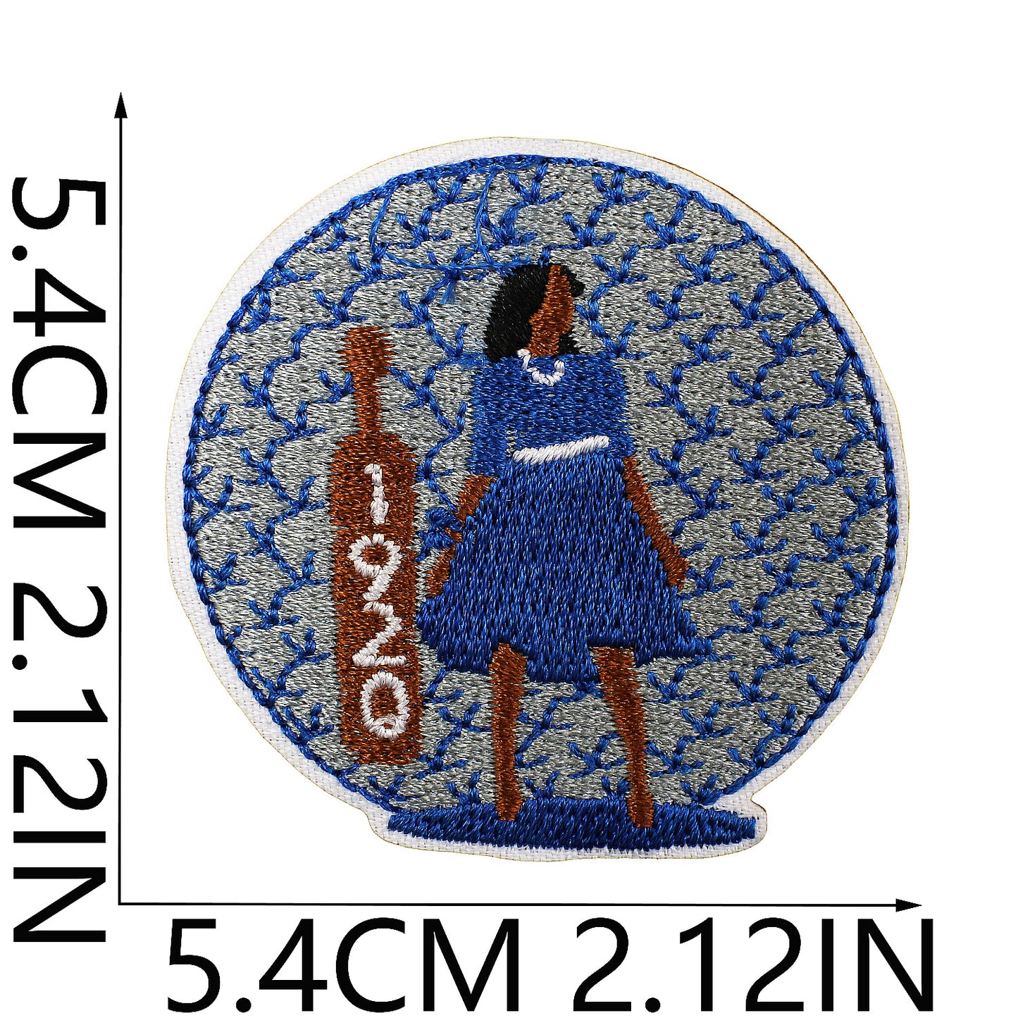 Iron-On Black Person Curly Hair Embroidery Patch Canvas Shoes Letters Computer Embroidered Badge Bag and Clothing Decoration