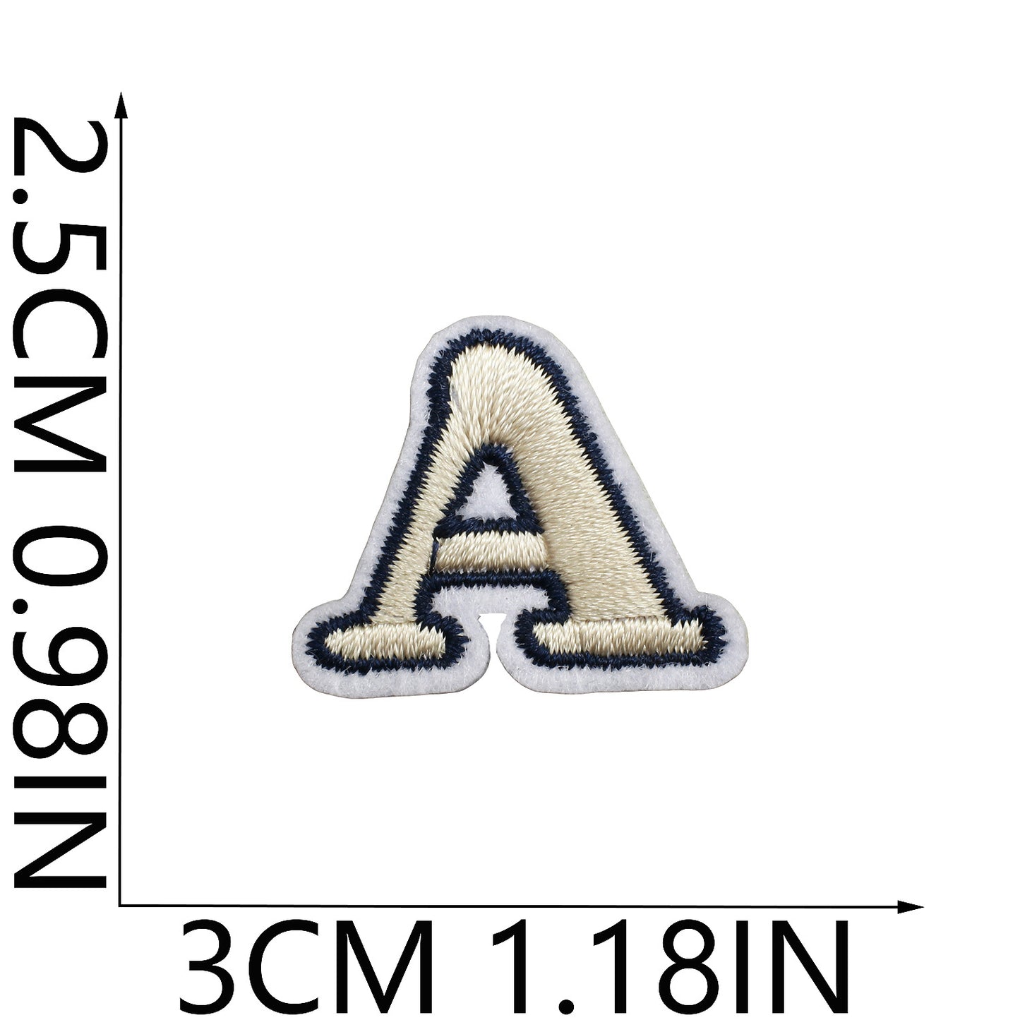 Beige Mini Embroidered Letter Patches A-Z | Iron-On Alphabet