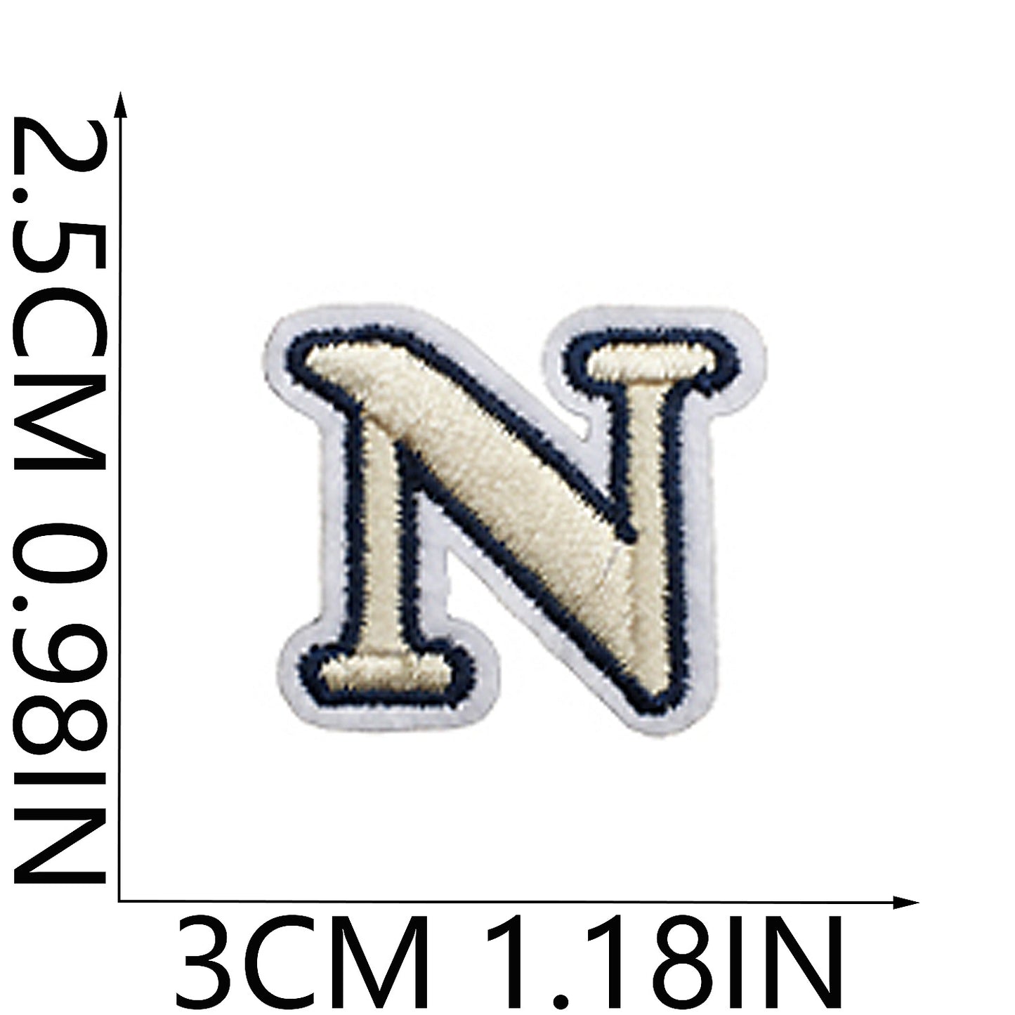 Beige Mini Embroidered Letter Patches A-Z | Iron-On Alphabet