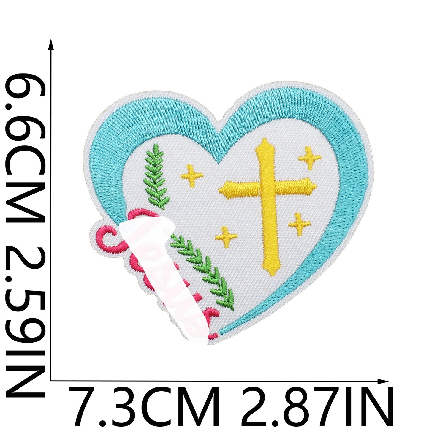 Iron-On Faith Belief Cross Embroidery Patch Love Heart Letters Computer Embroidered Badge Clothing Decoration