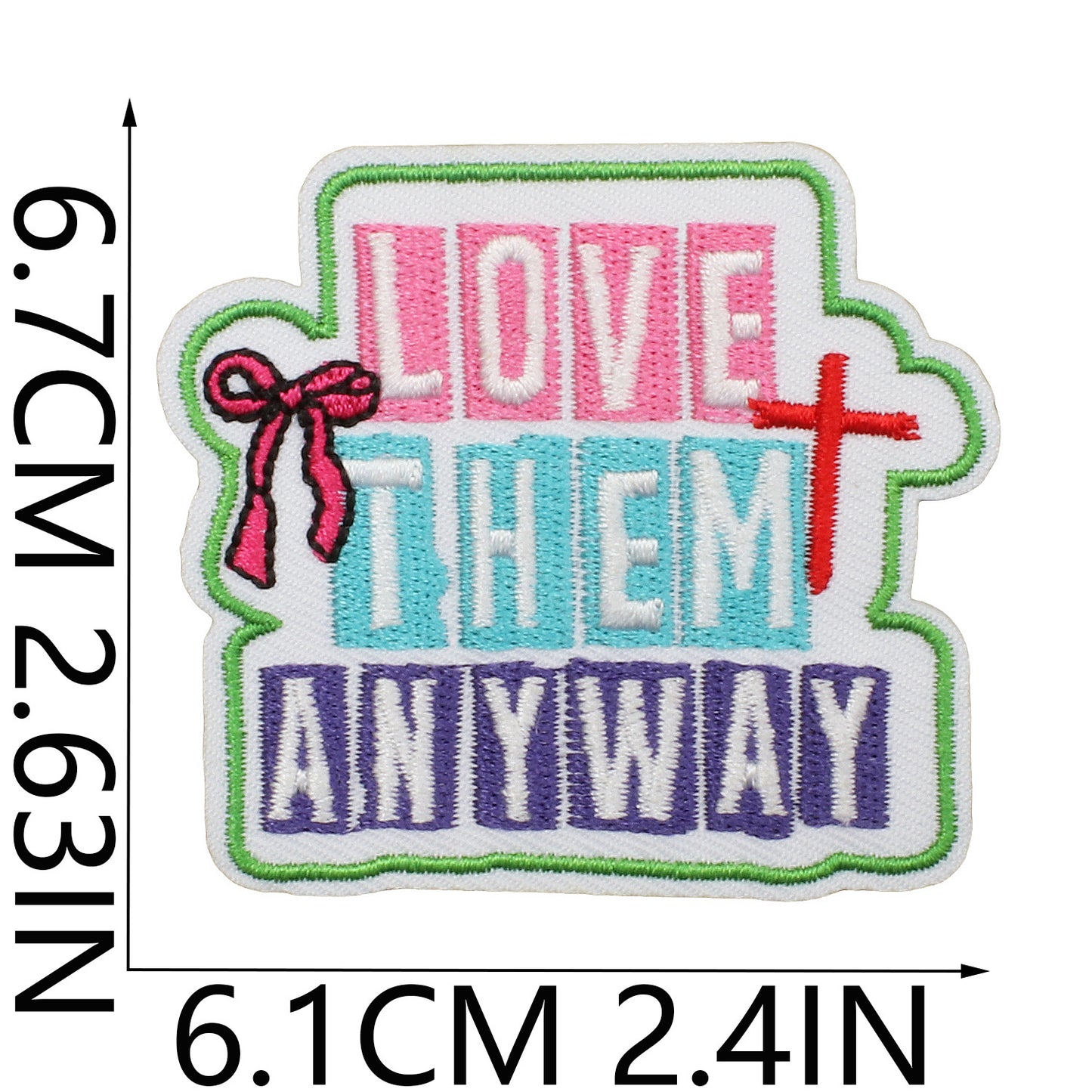 Iron-On Faith Belief Cross Embroidery Patch Love Heart Letters Computer Embroidered Badge Clothing Decoration