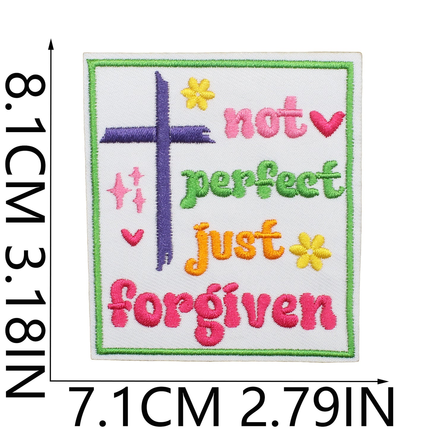 Iron-On Faith Belief Cross Embroidery Patch Love Heart Letters Computer Embroidered Badge Clothing Decoration