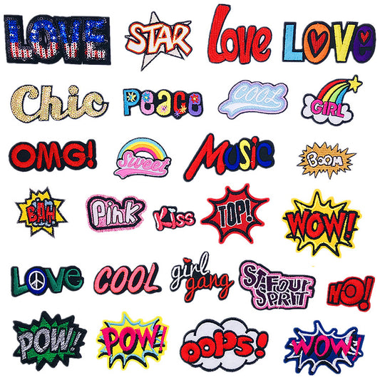 Iron-On Love Fashion Hat Patch Stylish Letter Badge Computer Stitch Appliqué for Clothing Bags Decoration