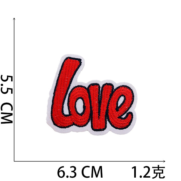 Iron-On Love Fashion Hat Patch Stylish Letter Badge Computer Stitch Appliqué for Clothing Bags Decoration